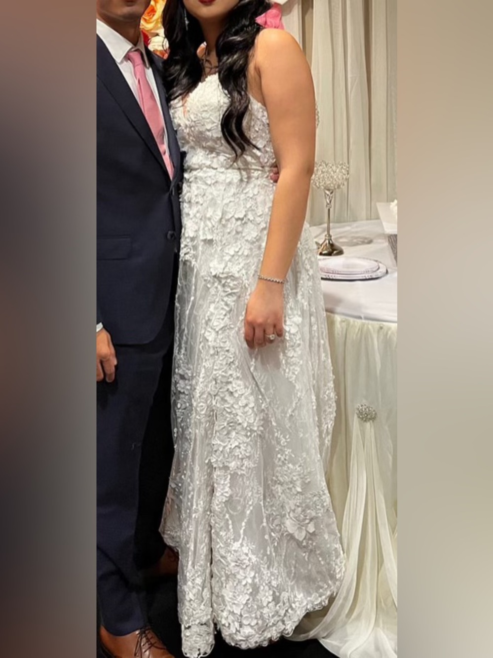 Elegant White Lace Evening Gown - Formal Women's Dress